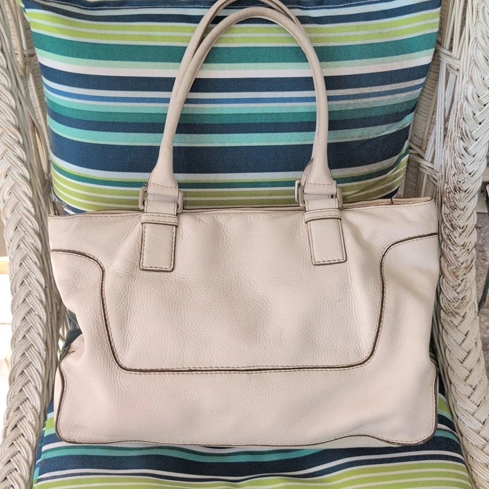 Michael Kors White Leather Tote Bag
